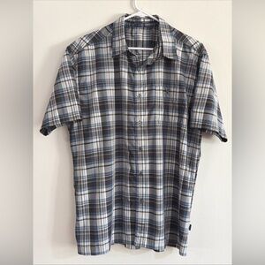 KUHL Shirt Mens XL Response Blue Plaid Lightweight Short Sleeve Button Outdoor